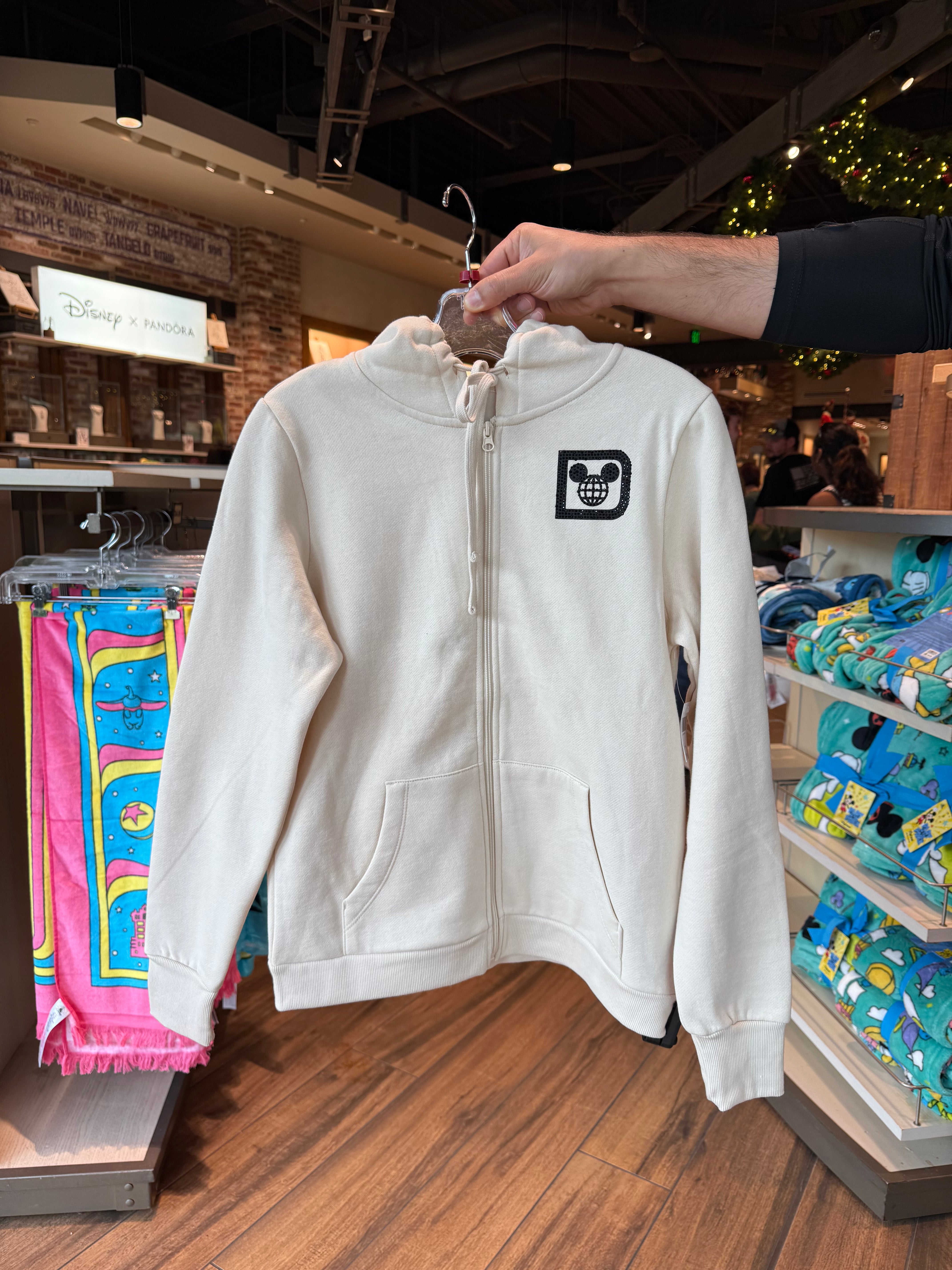 Mickey Mouse Rhinestone Beige Zip Up Hoodie – Neverland Delivery