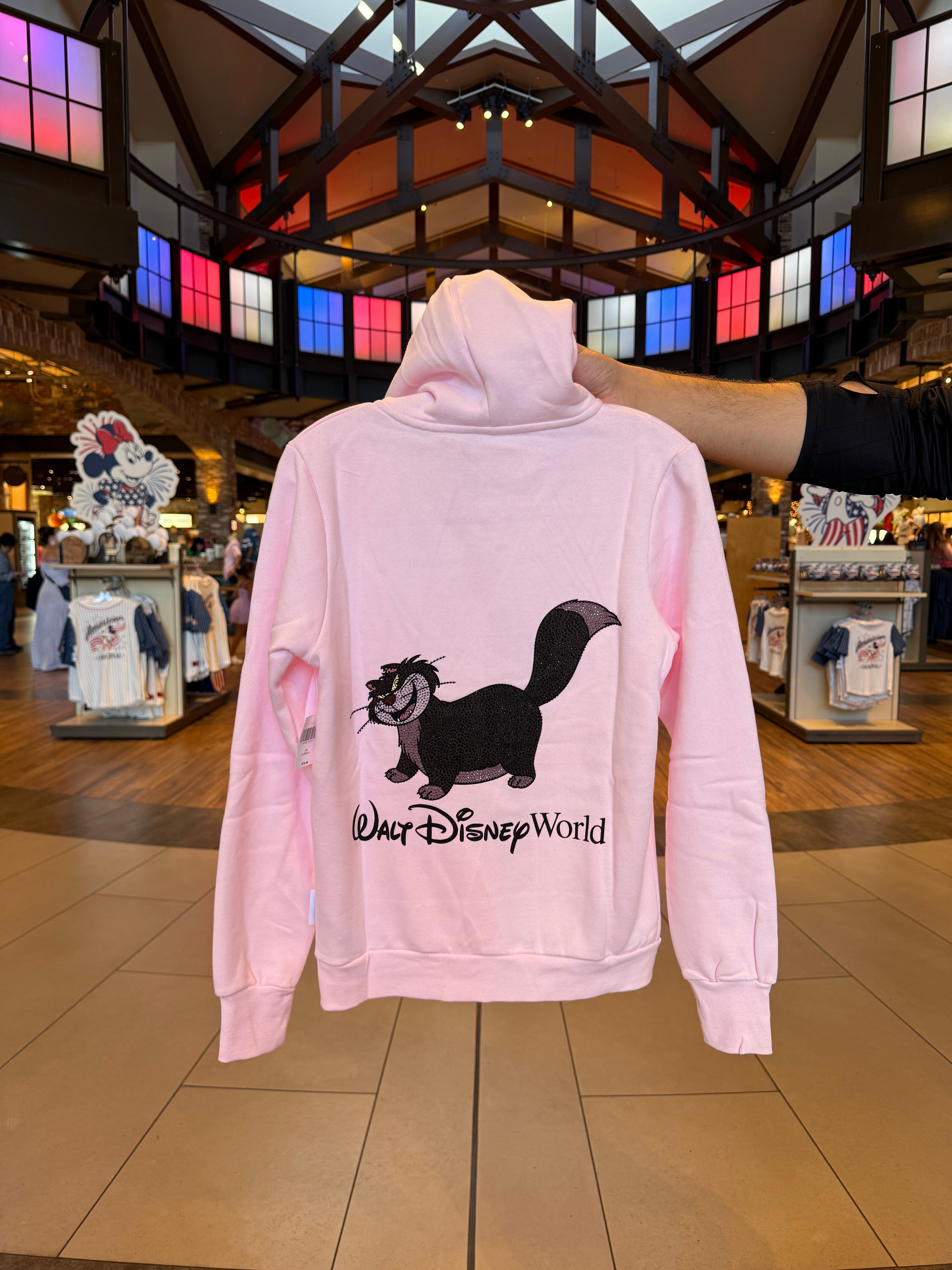 Lucifer Rhinestone Pink Zip Up Hoodie – Neverland Delivery