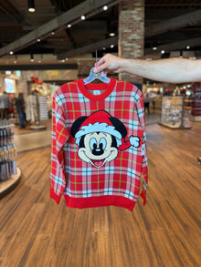  Santa Mickey Plaid Sweater