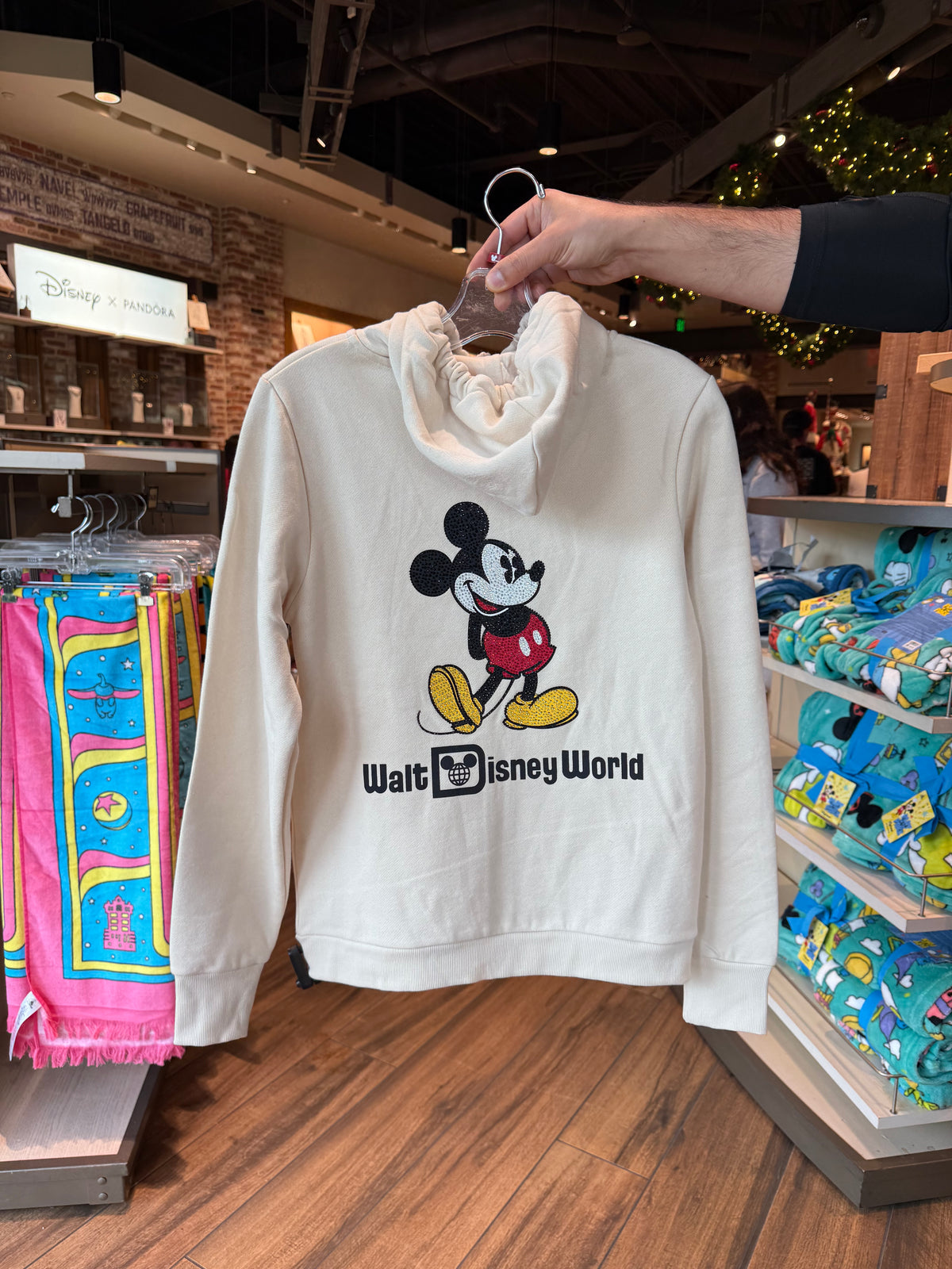 Mickey Mouse Rhinestone Beige Zip Up Hoodie – Neverland Delivery