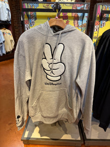  Mickey Hand Peace Sign Grey Hoodie