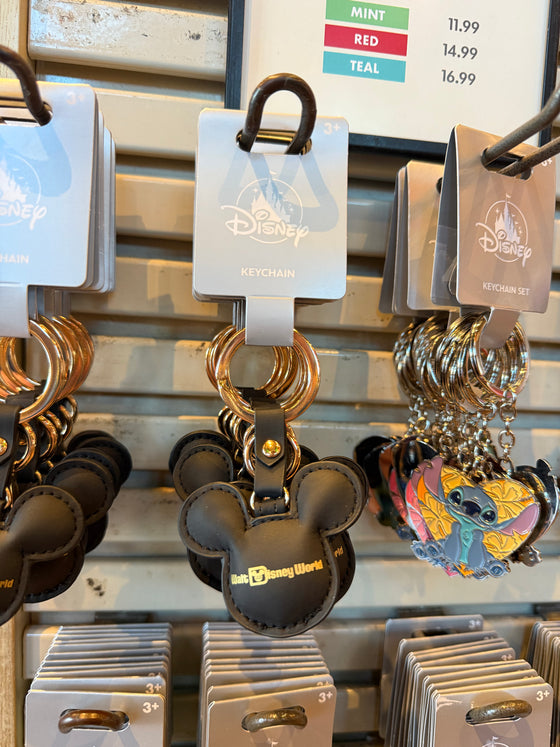 Mickey Black Leather Keychain