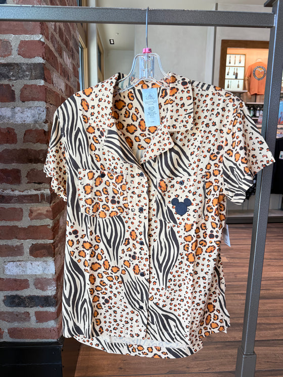 Mickey Animal Print Button Down
