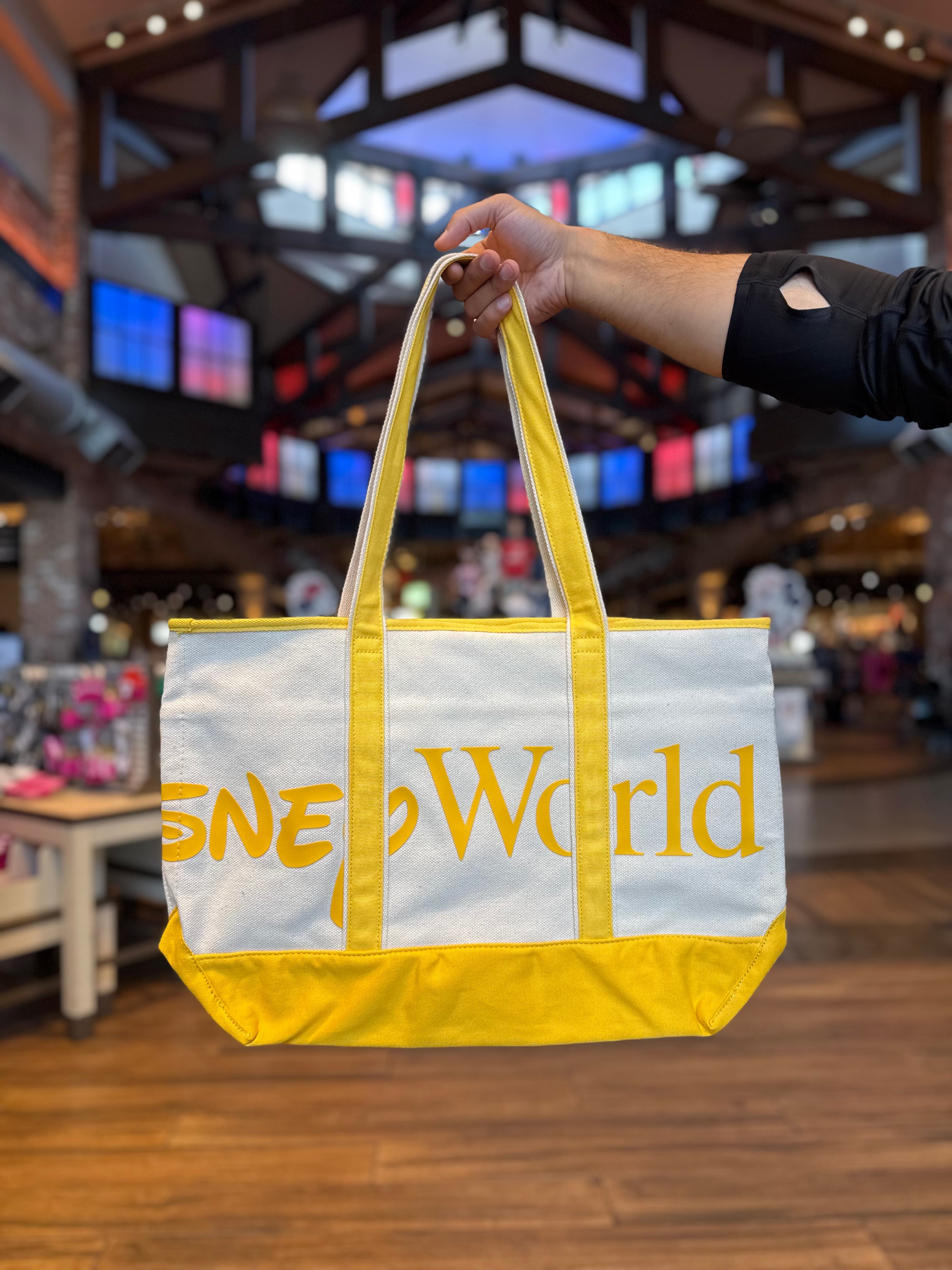 Walt Disney World Logo Mania Yellow Canvas Tote – Neverland Delivery