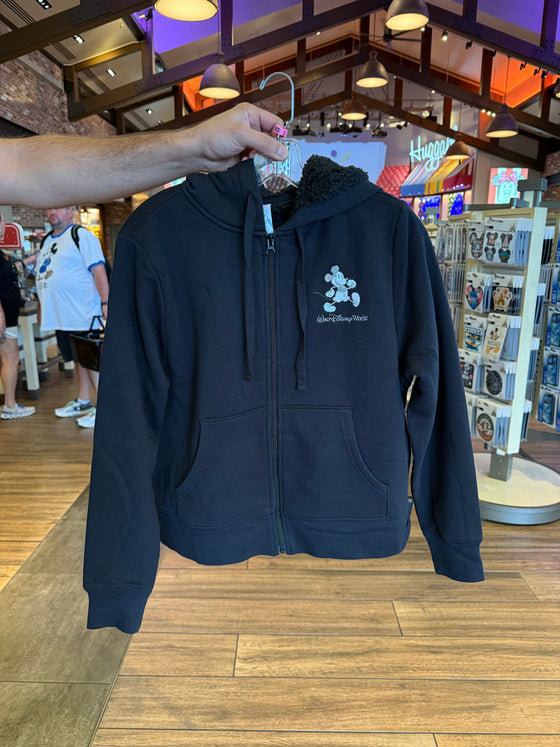 Mickey Black Zip Up Hoodie Fleece Lined