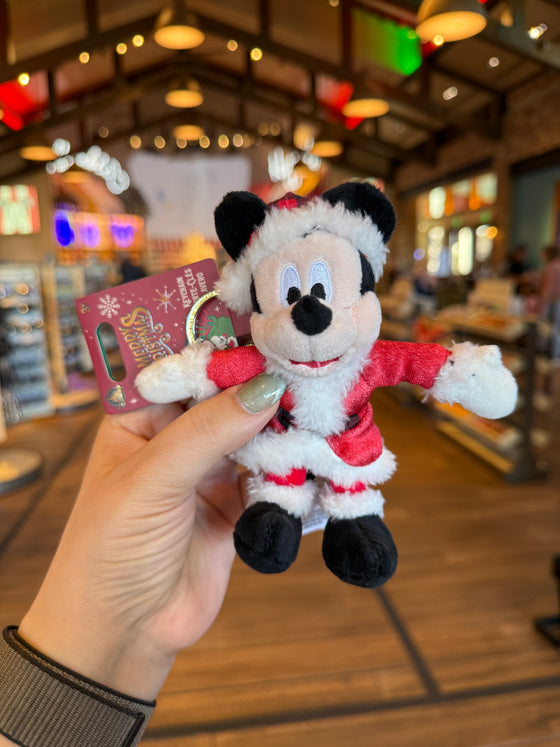 Santa Mickey Plush Keychain