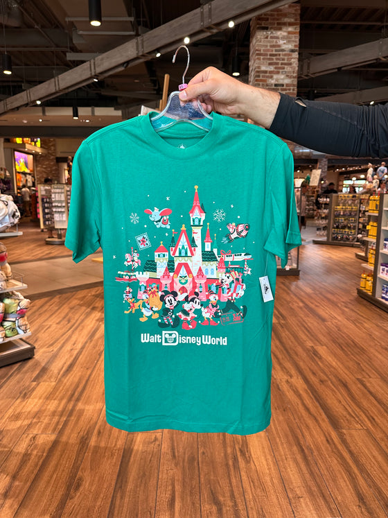 Walt Disney World Castle Christmas Green Tee