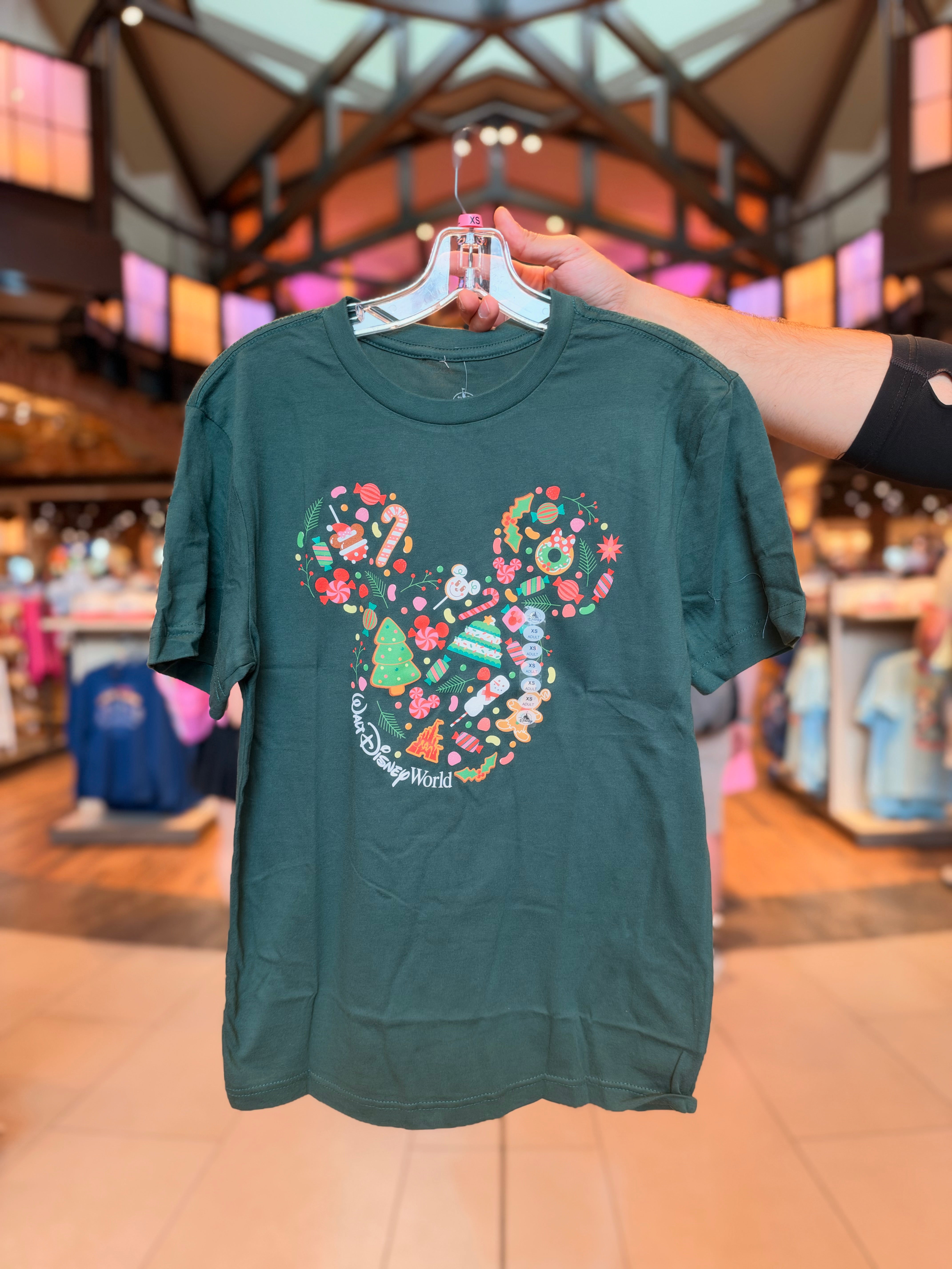 Mickey Shaped Christmas Icons Green Tee – Neverland Delivery