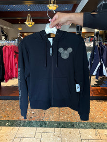  Mickey Mouse Black Rhinestone Zip Up Hoodie