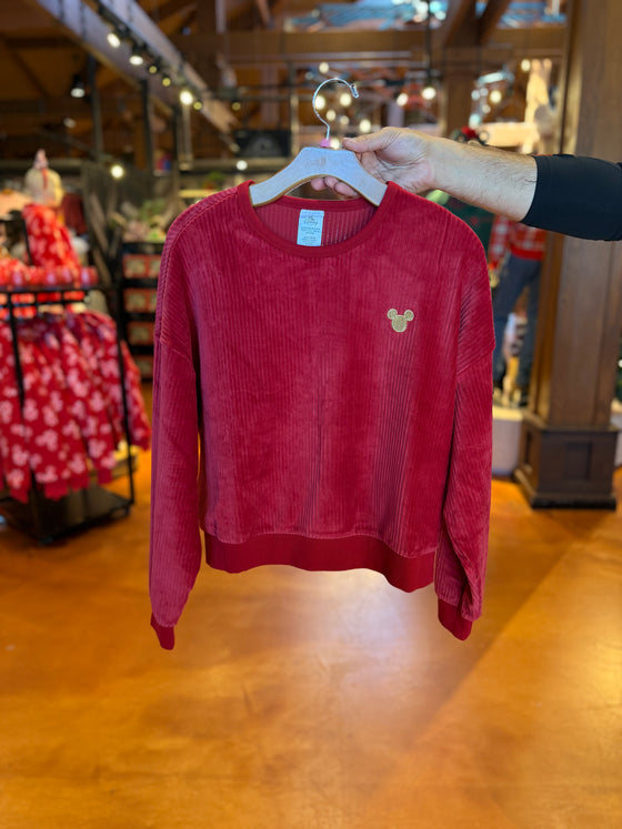 Mickey Red Soft Corduroy Pullover