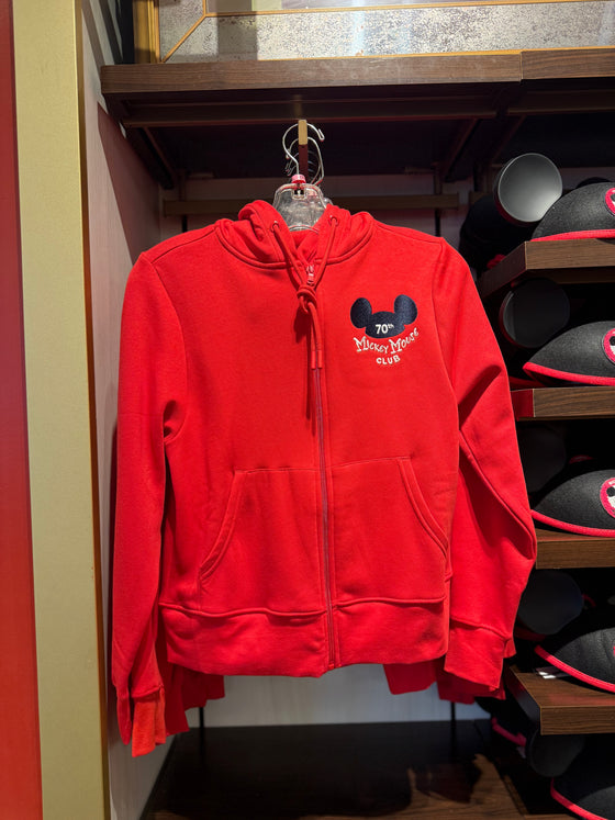 Mickey Mouse Club 70th Anniversary Red Zip Up Hoodie