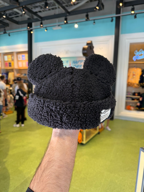 Mickey Ears Fluffy Black Beanie