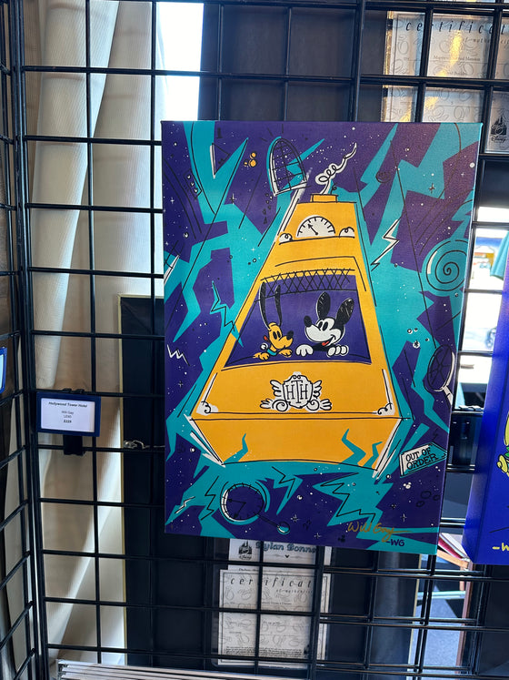 Mickey and Pluto at the Tower of Terror Canvas by Will Gay