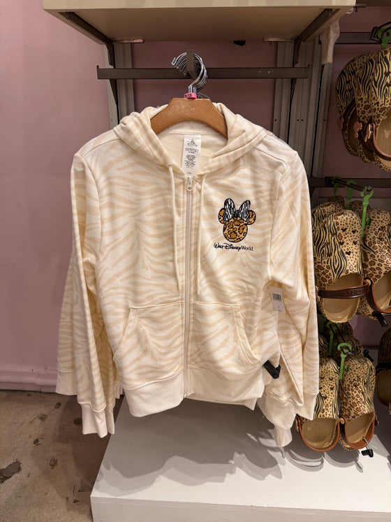 Minnie Animal Print Zip Up Hoodie