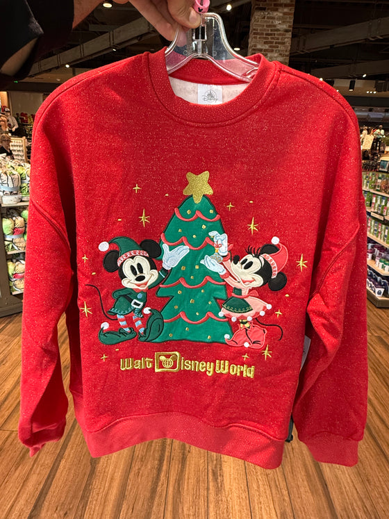Mickey and Minnie Christmas Tree Red Pullover