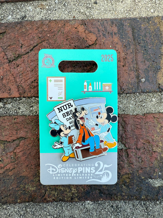 2025 Nurse’s Day Pin Mickey, Minnie and Goofy